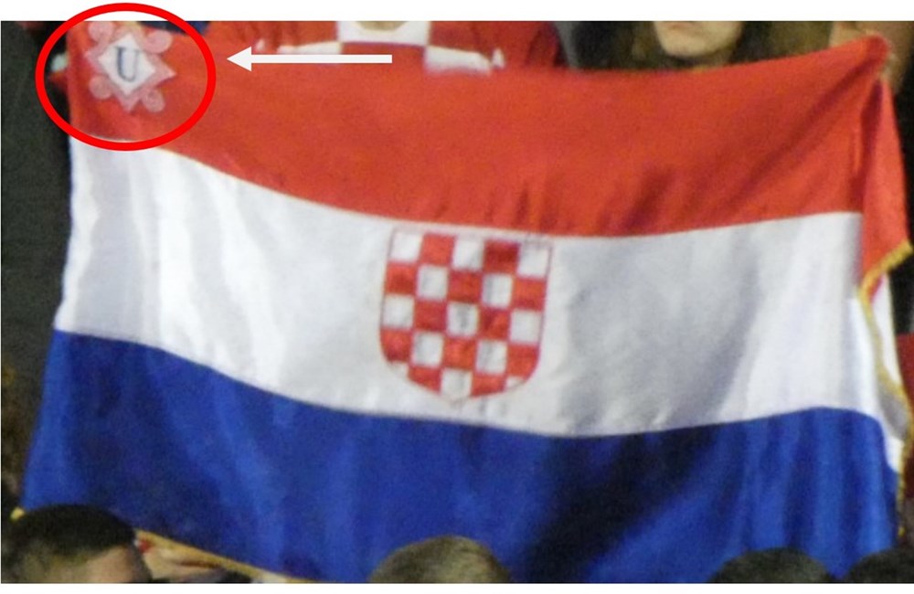 U gornjem lijevom kutu zastave nalazi se zabranjeni, ustaški simbol (Foto: Arhiva HNS-a)